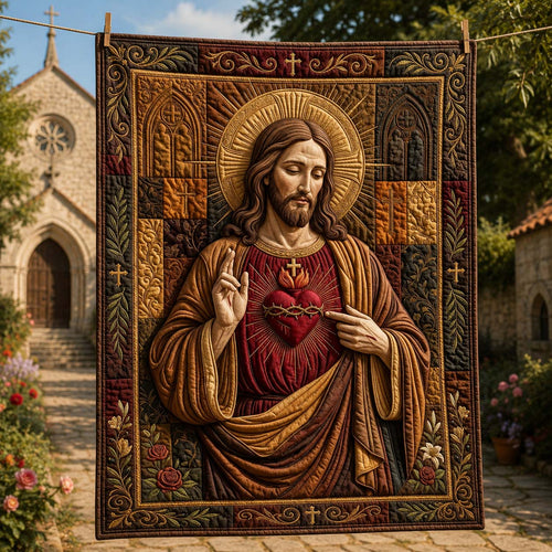 Sacred Jesus Blessing Quilted Blanket GDTONTD947