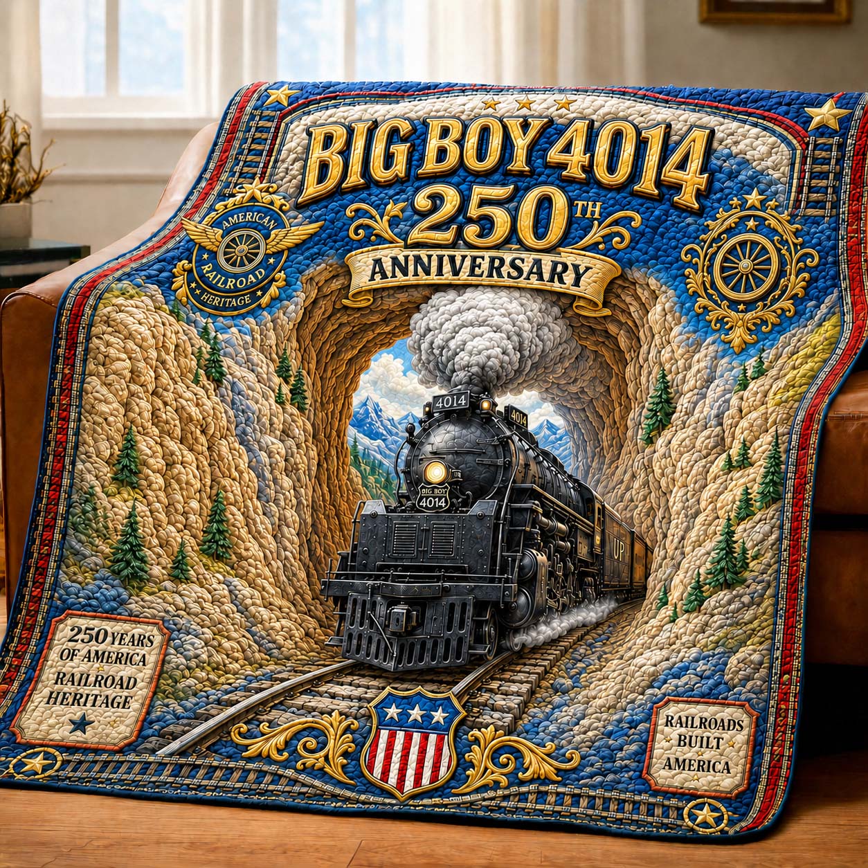 Freedom Rail Journey Quilted Blanket GDTONTD967