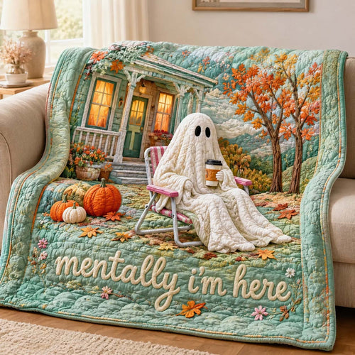 Mentally Here Ghost Quilted Blanket GDTONTD972