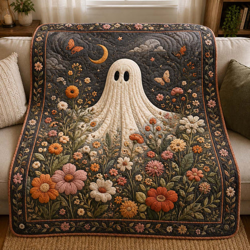 Floral Moon Ghost Quilted Blanket GDTONTD973