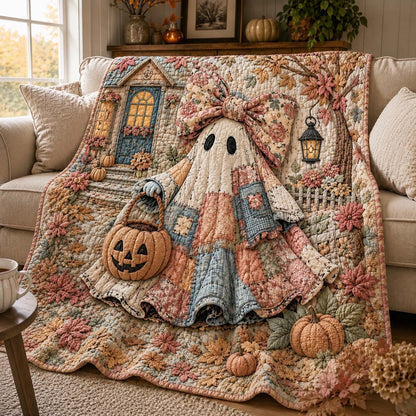 Patchwork Pumpkin Ghost Quilted Blanket GDTONTD976