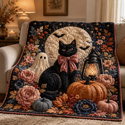 Moonlit Black Cat Quilted Blanket GDTONTD977