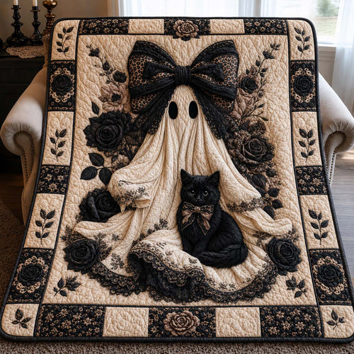 Gothic Bow Ghost Quilted Blanket GDTONTD979