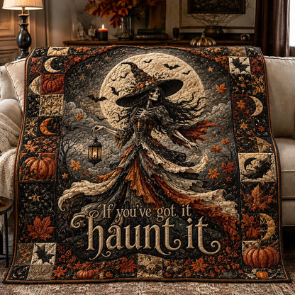 Haunted Skeleton Witch Quilted Blanket GDTONTD982