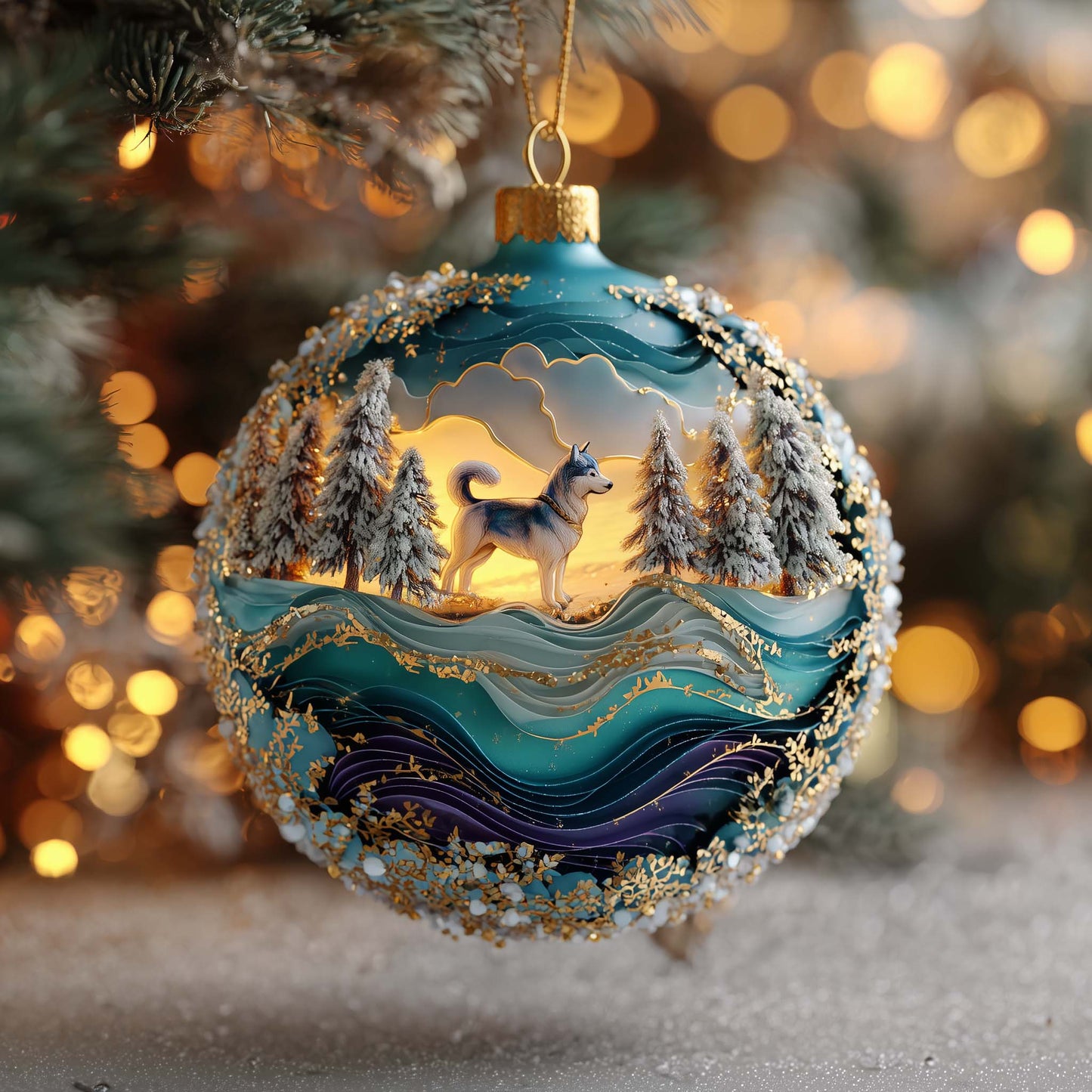 Husky Pride Christmas Mica Ornament GFSPQA134