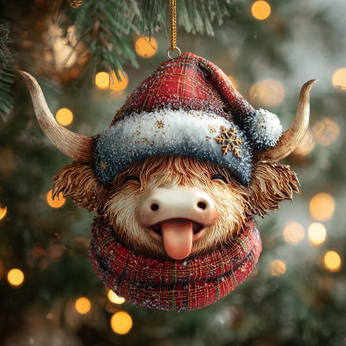 Highland Smiling Christmas Mica Ornament GFSPQA153