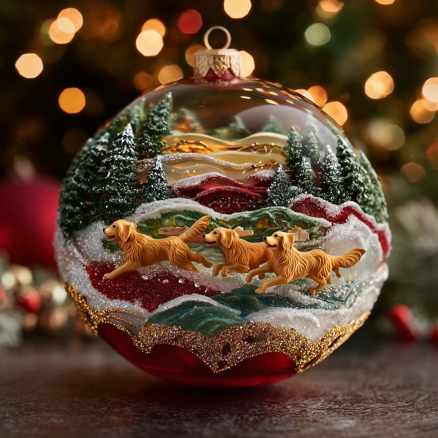 Golden Retriever Christmas Mica Ornament GFSPTG114