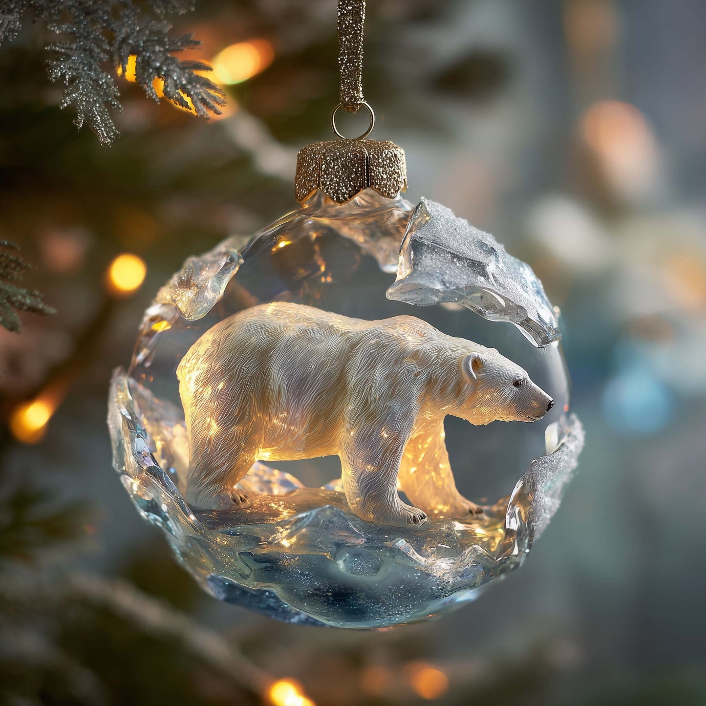Polar Bear Christmas Mica Ornament GFSPTG156