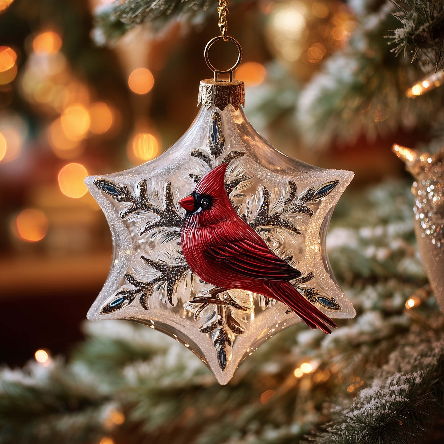 Cardinal Whisper Christmas Mica Ornament GFSPYC112