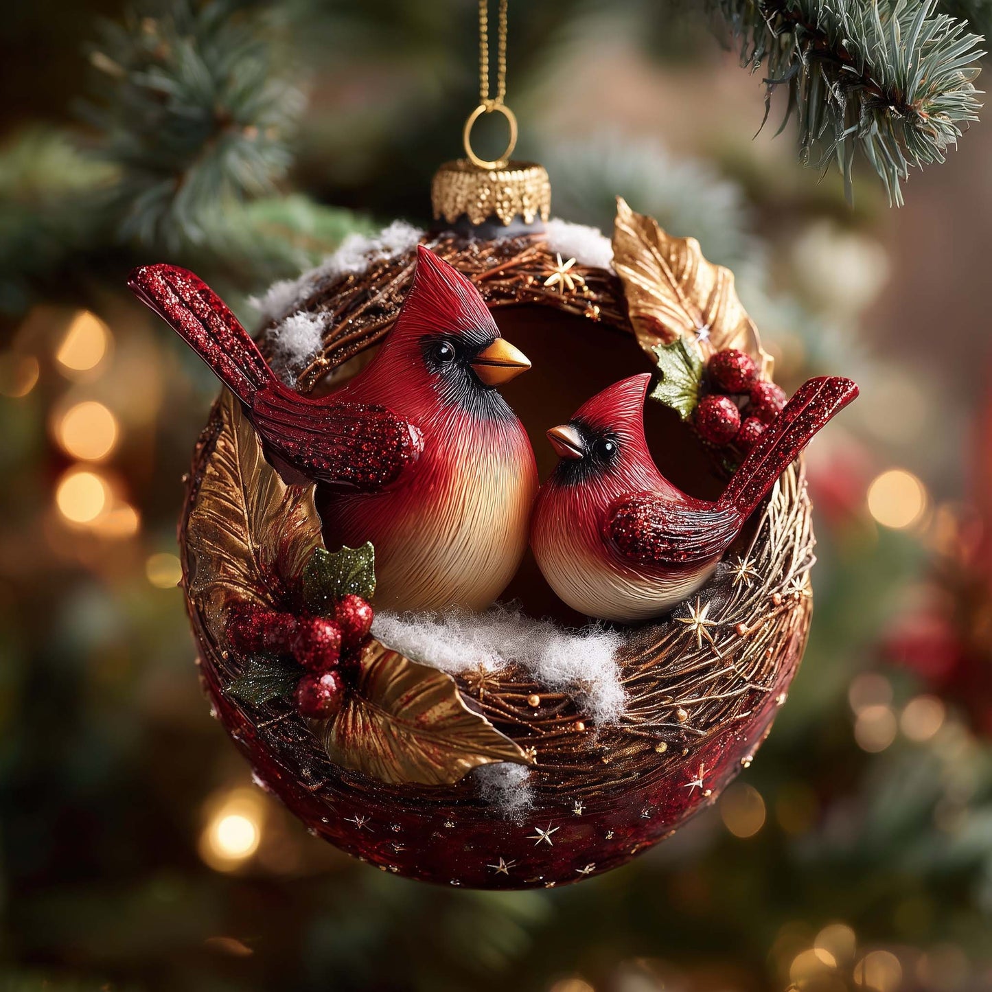 Cardinal Whisper Christmas Mica Ornament GFSPYC114