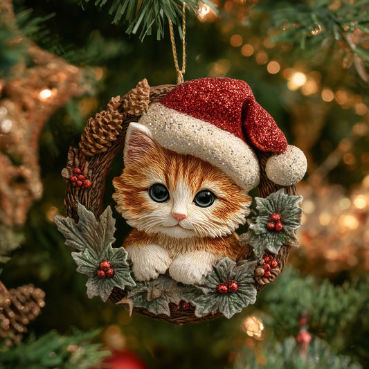 Cozy Cat Christmas Mica Ornament GFSPYC131