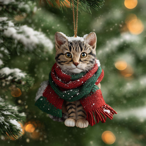 Cozy Cat Christmas Mica Ornament GFSPYC132