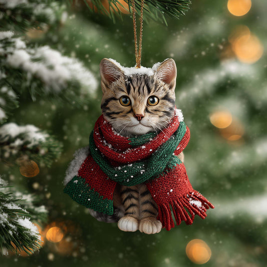Cozy Cat Christmas Mica Ornament GFSPYC132