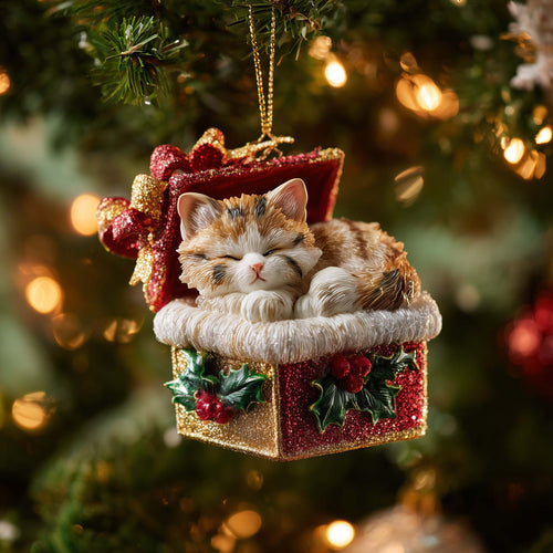 Cozy Cat Christmas Mica Ornament GFSPYC134