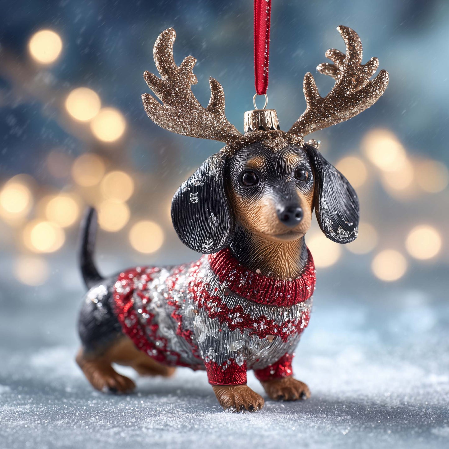 Sausage Pup Christmas Mica Ornament GFSPYC142