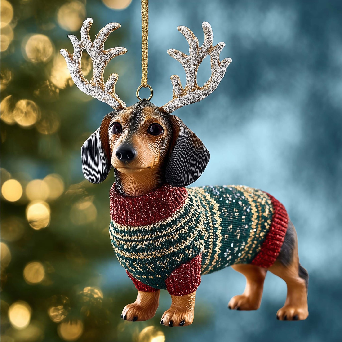 Sausage Pup Christmas Mica Ornament GFSPYC143