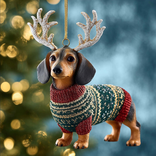 Sausage Pup Christmas Mica Ornament GFSPYC143