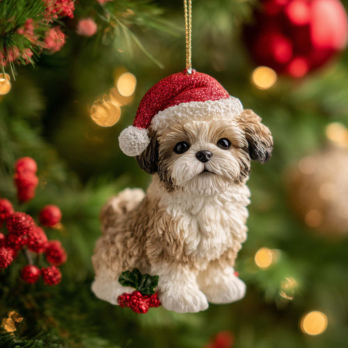 Silky Pup Christmas Mica Ornament GFSPYC151