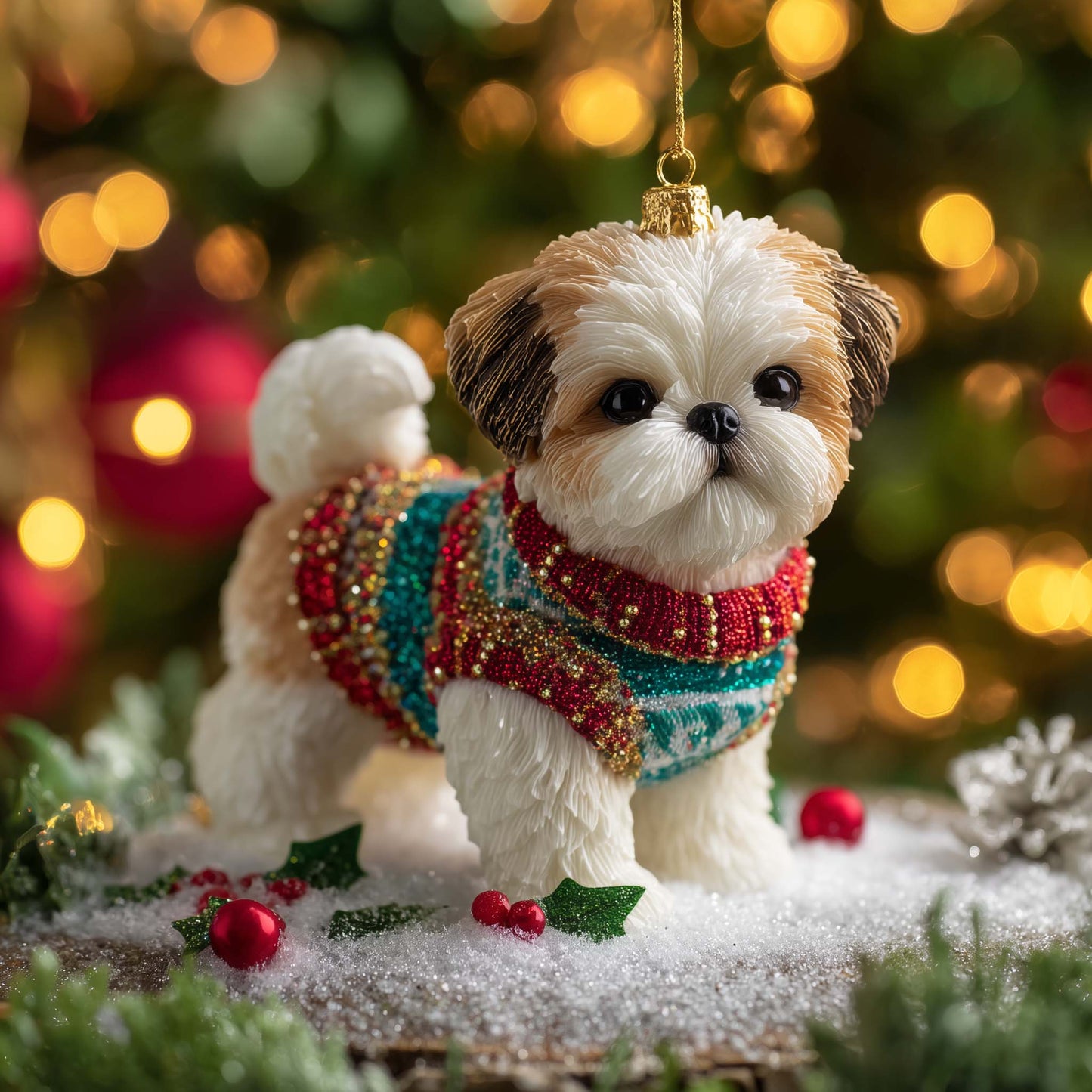 Silky Pup Christmas Mica Ornament GFSPYC154