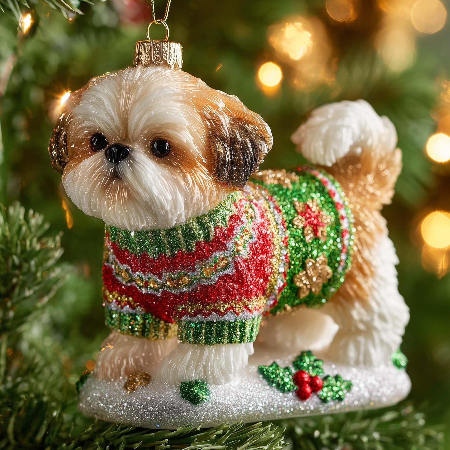 Silky Pup Christmas Mica Ornament GFSPYC185