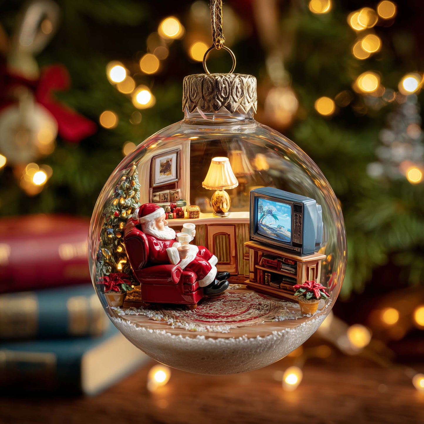 Jolly Santa Christmas Mica Ornament GFSPYC65