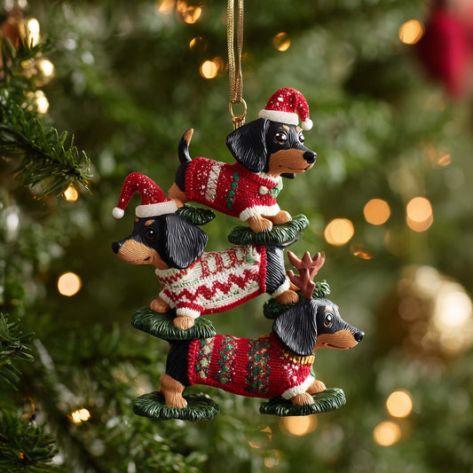Sausage Pup Christmas Mica Ornament GFSPYC74