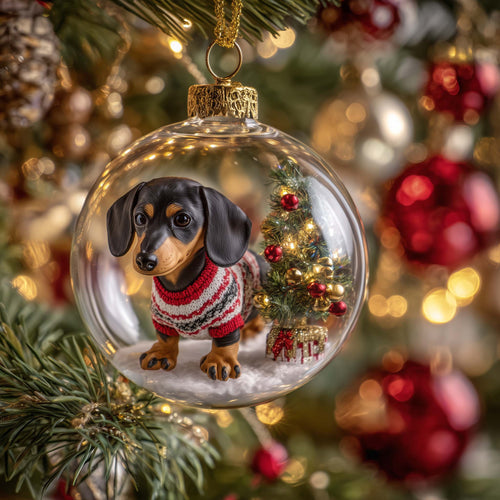 Sausage Pup Christmas Mica Ornament GFSPYC75