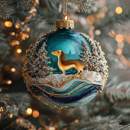 Sausage Pup Christmas Mica Ornament GFSPYC76