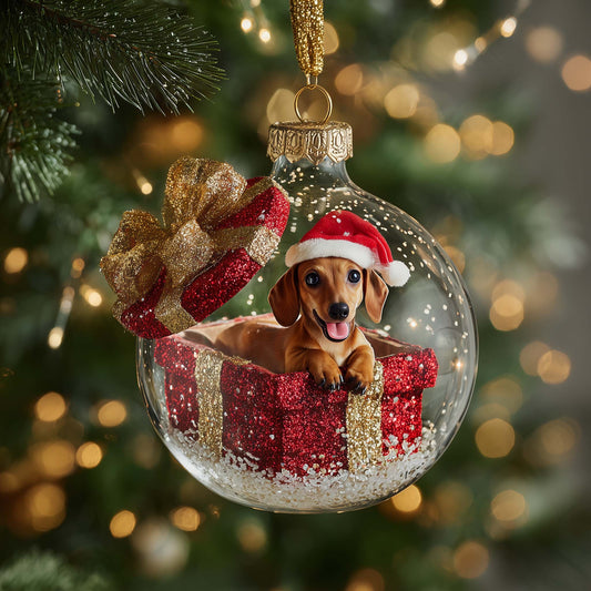 Sausage Pup Christmas Mica Ornament GFSPYC78