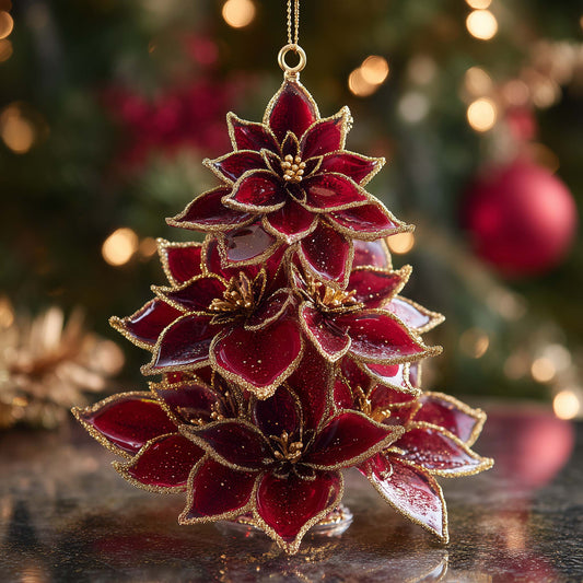 Poinsettia Tree Christmas Mica Ornament GFSPYC83