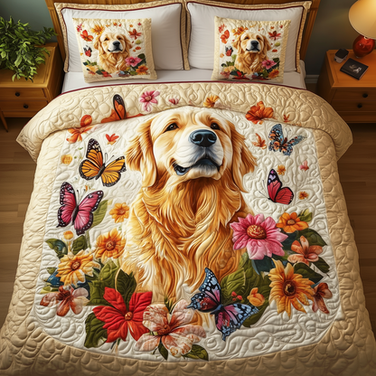 Golden Retriever 3-Piece Quilted Bedding Set GFTOAB090