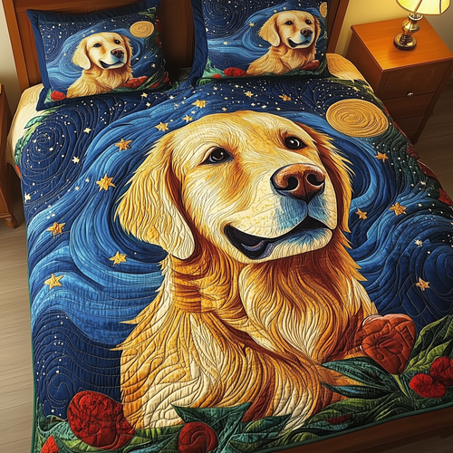 Golden Retriever 3-Piece Quilted Bedding Set GFTOAB091