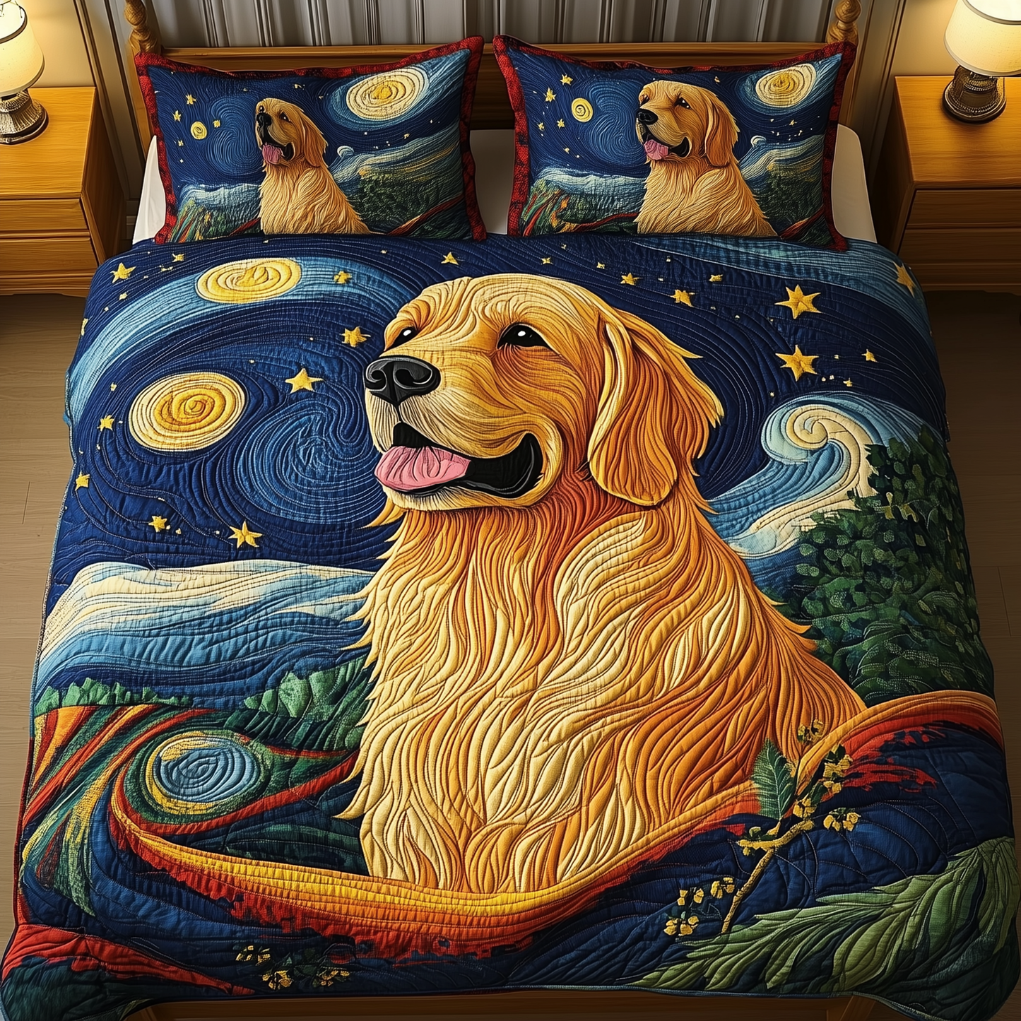 Golden Retriever 3-Piece Quilted Bedding Set GFTOAB092