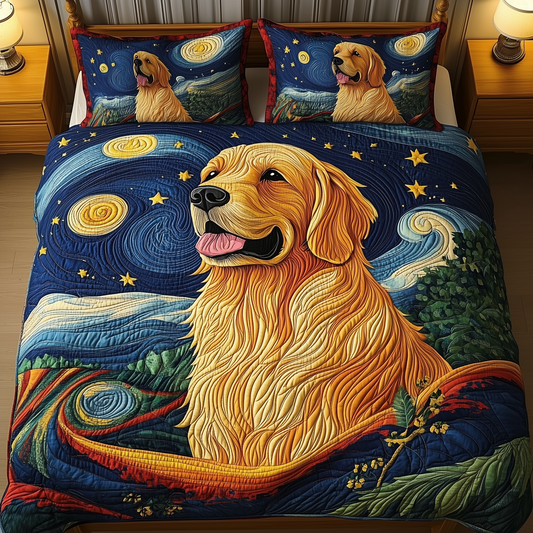 Golden Retriever 3-Piece Quilted Bedding Set GFTOAB092