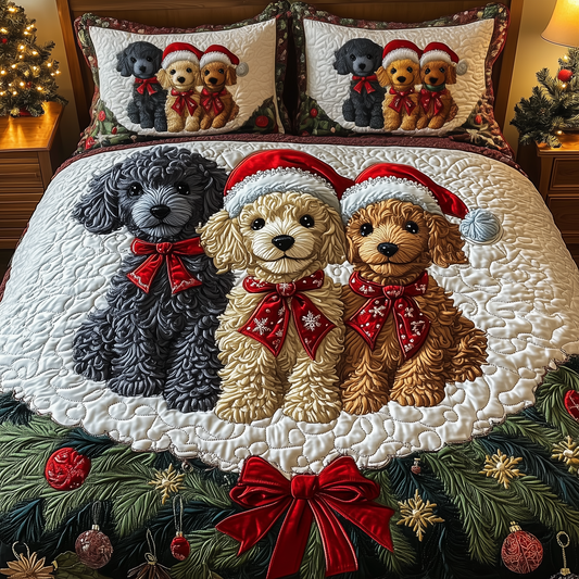 Poodle Family 3-Piece Quilted Bedding Set GFTOAB1369