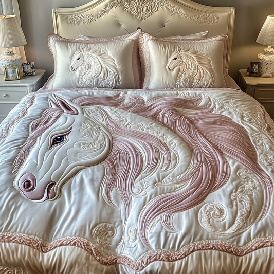 Horse 3-Piece Quilted Bedding Set GFTOAB1436