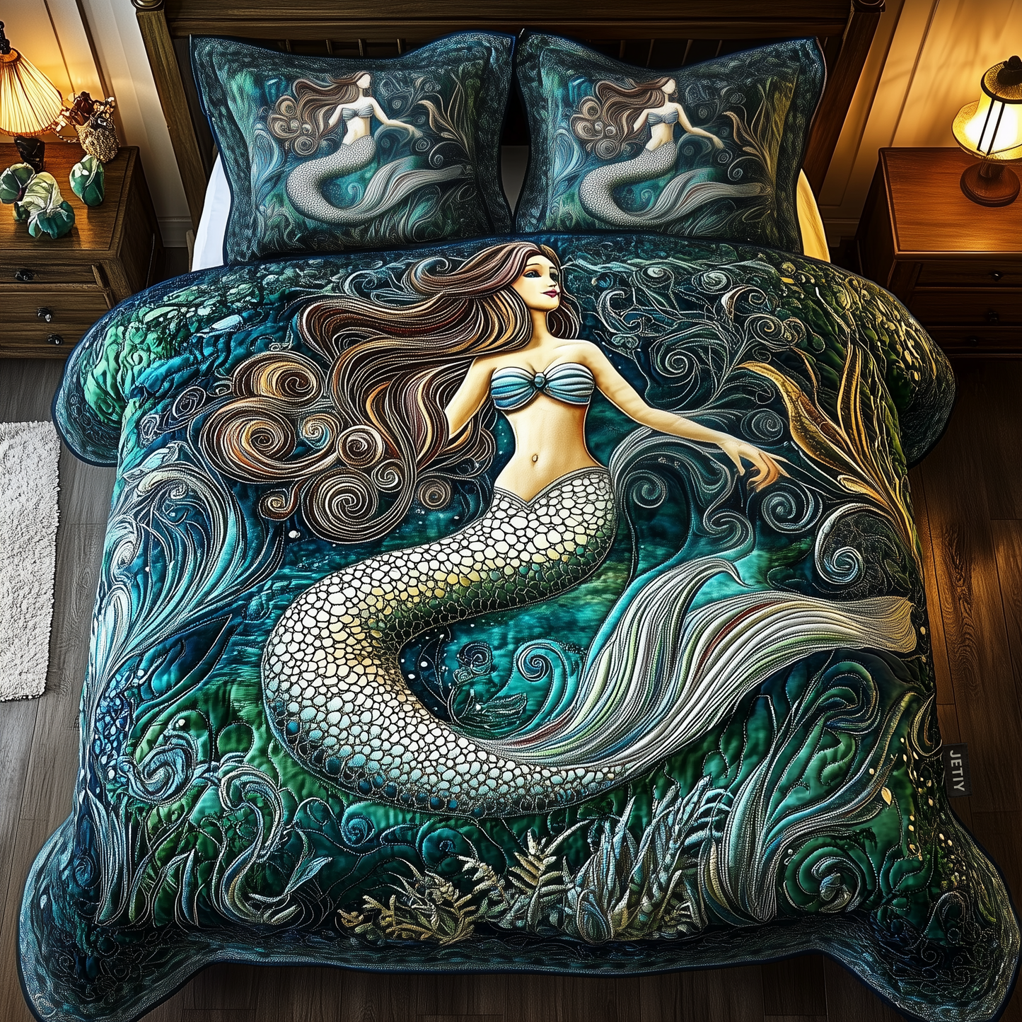 Elegant Mermaid 3-Piece Quilted Bedding Set GFTOAB1512