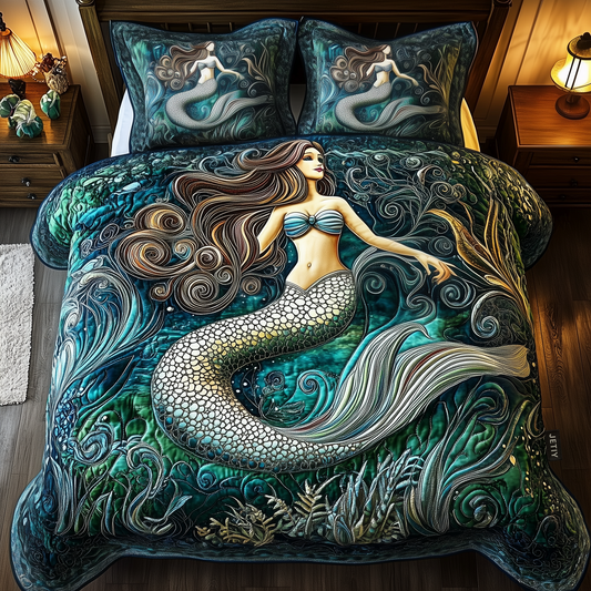 Elegant Mermaid 3-Piece Quilted Bedding Set GFTOAB1512