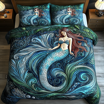 Elegant Mermaid 3-Piece Quilted Bedding Set GFTOAB1513