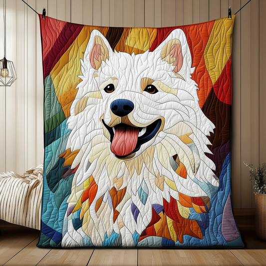 Colorful Samoyed Quilted Blanket GFTOAB1557