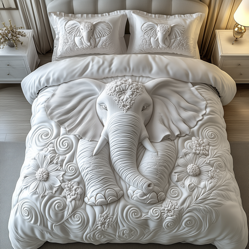 Elegant Elephant 3-Piece Quilted Bedding Set GFTOAB1566