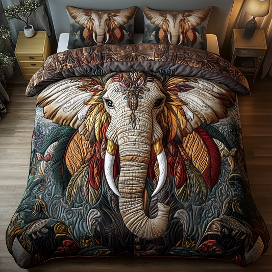 Mighty Elephant 3-Piece Quilted Bedding Set GFTOAB1570