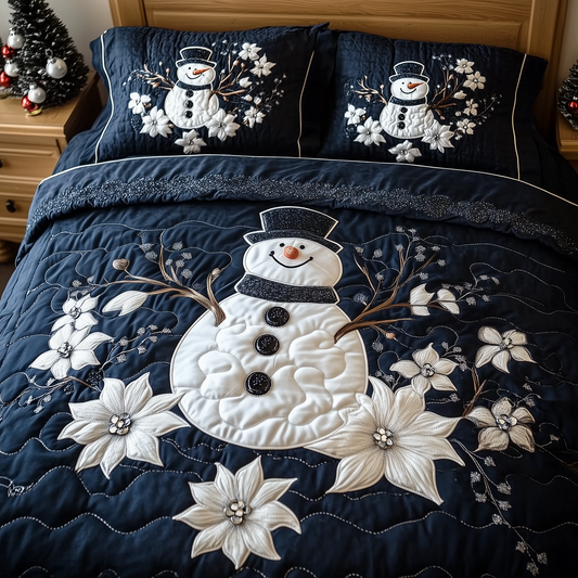 Elegant Winter Snowman 3-Piece Quilted Bedding Set GFTOAB1697