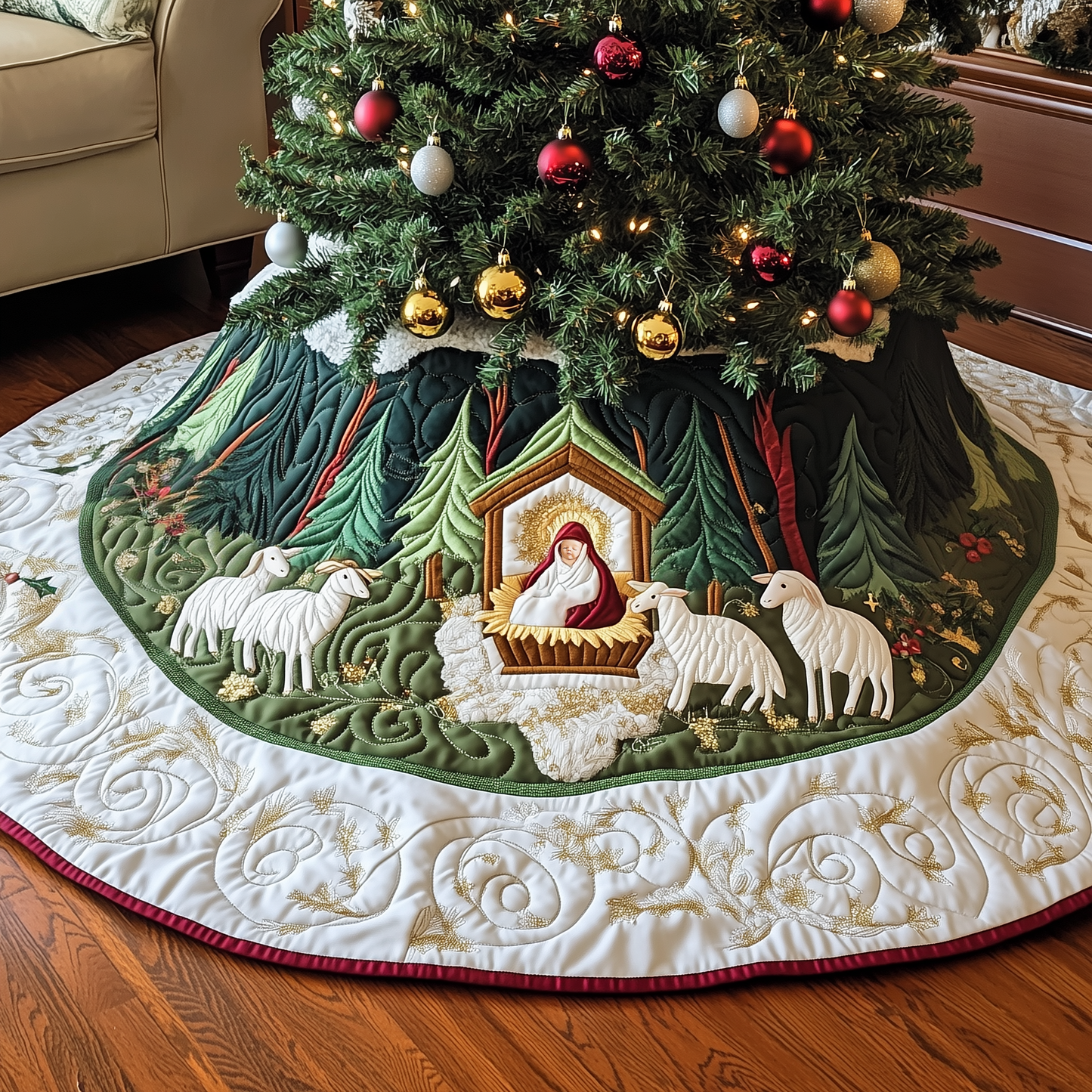 Nativity Scene Quilted Tree Skirt GFTOAB1714
