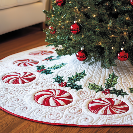 Classic Peppermint Candy Quilted Tree Skirt GFTOAB1759