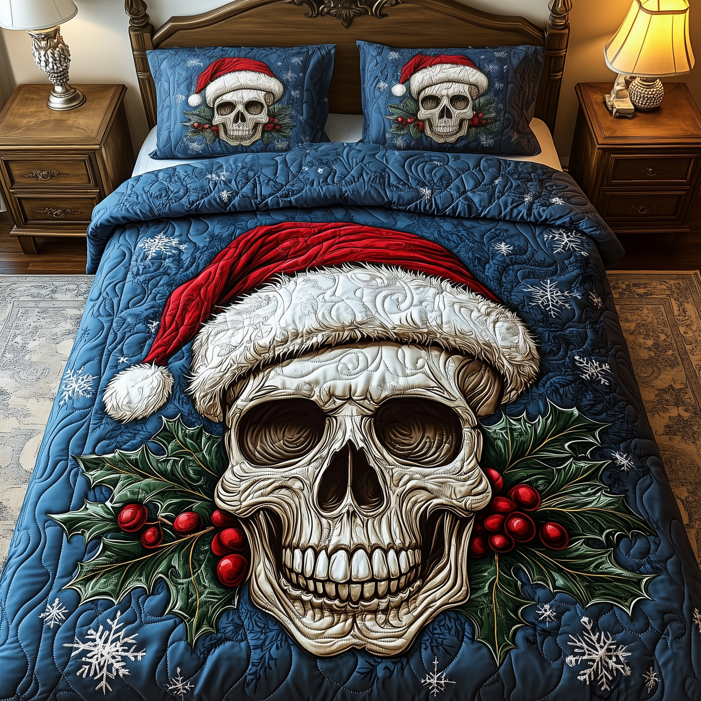 Christmas Skull 3-Piece Quilted Bedding Set GFTOAB1815