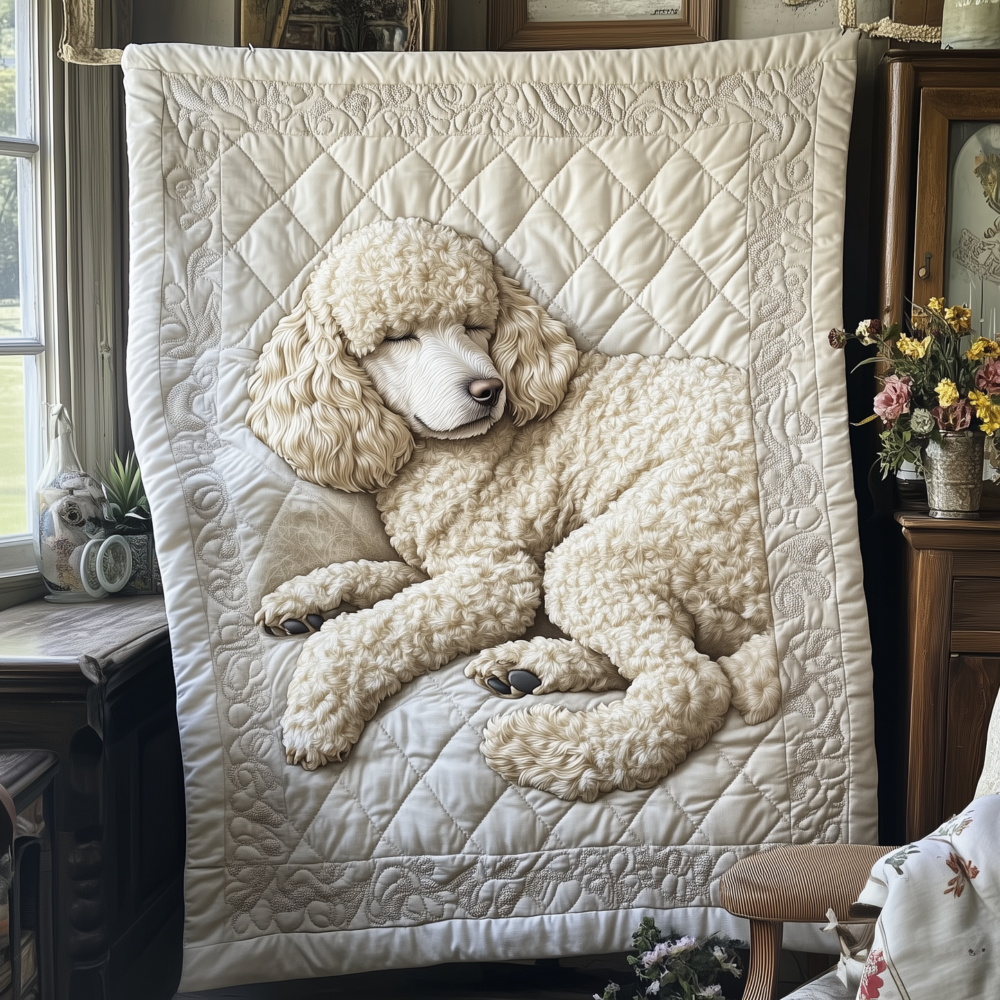 Restful Poodle Quilted Blanket GFTOAB2490