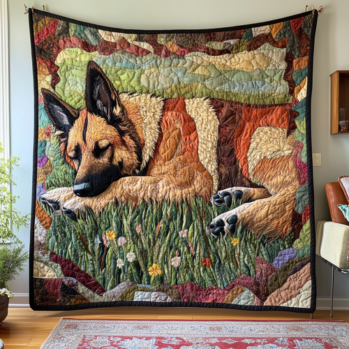 Sleepy German Shepherd Quilted Blanket GFTOAB2522