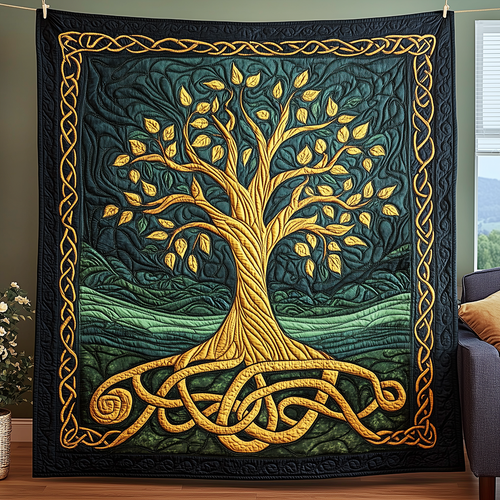 Ancient Celtic Tree Of Life Quilted Blanket GFTOAB2644