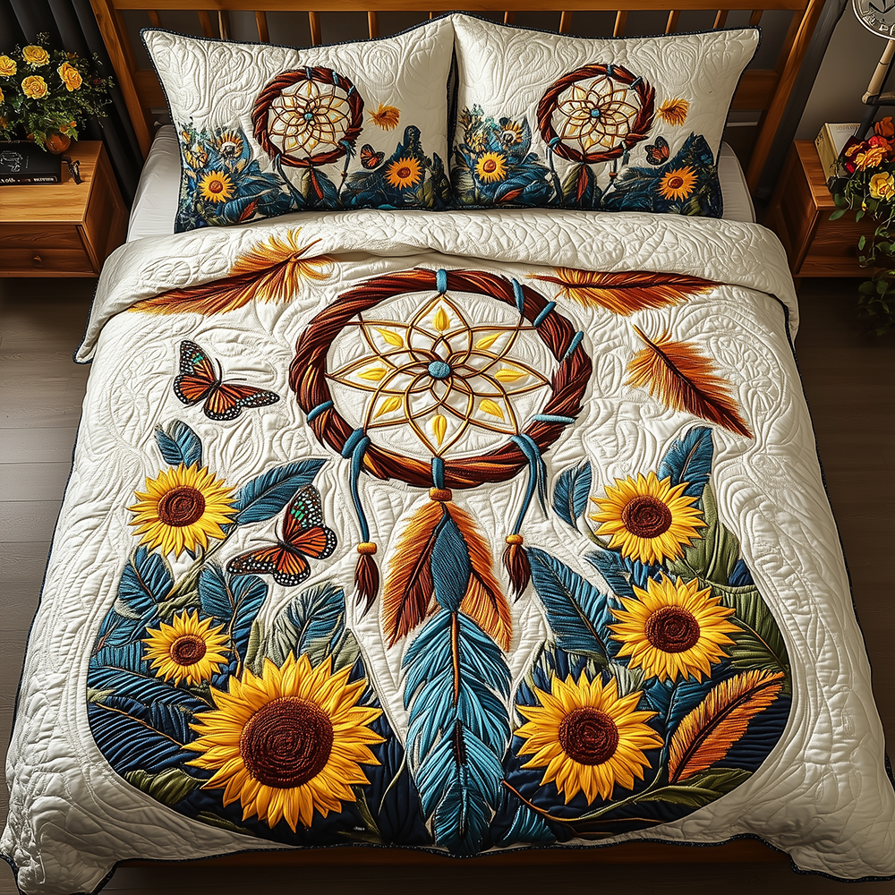 Sunflower Dreamcatcher 3-Piece Quilted Bedding Set GFTOAB2830